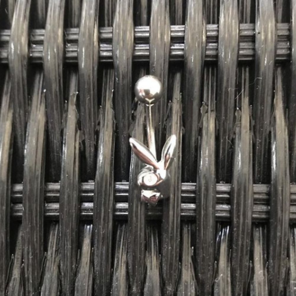 playboy sterling silver belly button navel ring jewelry